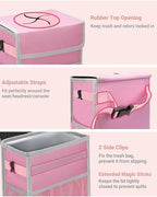 Car Trash Can with Lid, Leakproof Car Trash Bag Hanging Waterproof Automotive Garbage Can with Storage Pockets Mini Vehicle Trash Bin for Back/Front Seat(Pink,3 Gallon)