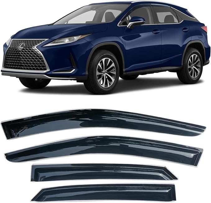 Rain Guards Window Deflectors for 2016-2022 Lexus RX350 RX450h, 4-Piece Set for Front & Rear Doors, Smoked Tint Outside Window Wind Deflectors Vent Visors Shades,OE Style No-Gap Fit