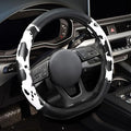 Cow Print Steering Wheel Cover, D Shaped Car Wheel Cover Microfiber Leather 14 1/2-15 in (37-39 cm)