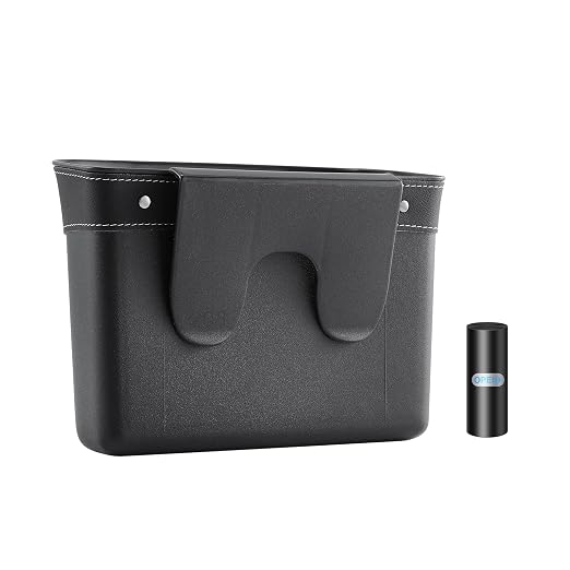 Car Trash Can Mini Trash Bin Garbage Organizer with Plastic Trash Bag Automotive Small Garbage Bin for Home Office Auto Vehicle Car Door Front Back Seat Storage Accessories (clip on trash can)