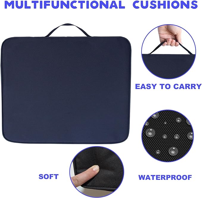Black Thick Stadium Seat Cushion, Portable Seat Pad for Kayak, Canoe, Boat, Bleacher & Indoor Outdoor Use