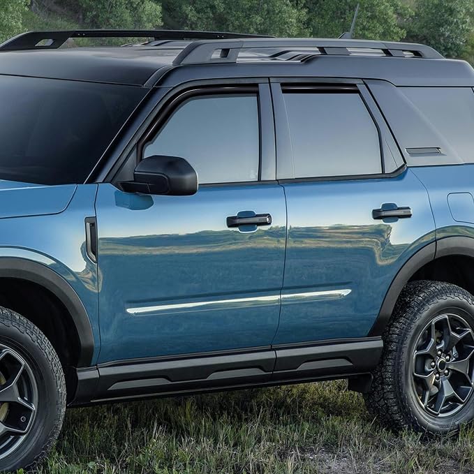 in Channel Rain Guards for Ford Bronco Sport 2021 2022 2023 2024 2025 Side Window Deflectors Vent Visors, Smoke Tint, Car Window Shade for Rain/Snow, Reduce Wind Noise, Car Wash Safe, 4PCS