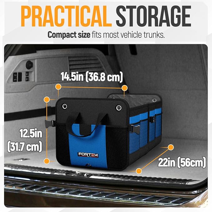 Trunk Organizer For SUV Car Organizer and Storage, Collapsible Multi-Compartment Storage Bag Car Accessories for Women Men, 1680D Oxford, Non Slip Bottom, Adjustable Straps, Soft Cover (65L)