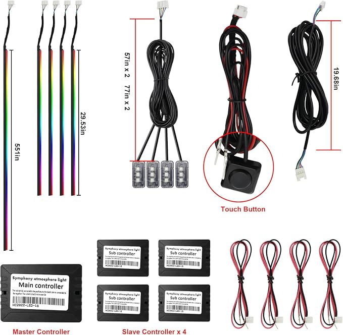 Tesla Dreamcolor Interior Car Lights, Tesla Car Accessories 9 in 1 Car LED Strip Lights with APP Control and 213 Modes, 175 inches 593 LEDs Acrylic Fiber Optic Lights, RGB Neon Car Lighting
