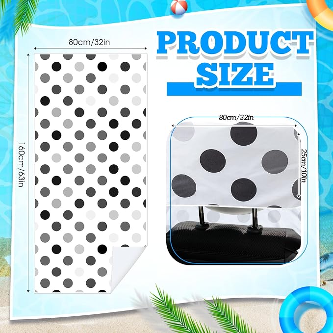 Car Seat Towel Covers with Storage Bag, 63 x 32 Inch Universal Non Slip Waterproof Sweat Protector for Car Truck, Gym Swimming Running, Machine Washable(2 Pack,Black and Gray Dots)