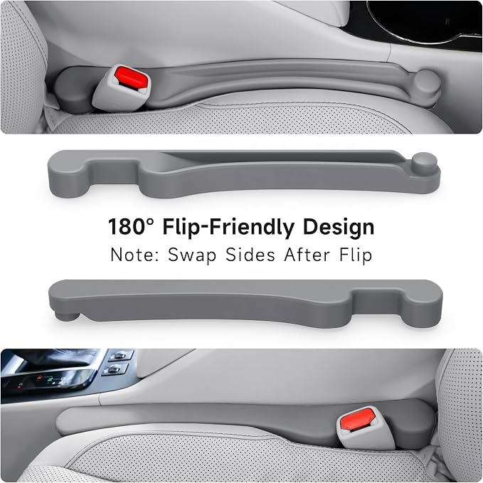 Car Seat Gap Filler Set of 2, 3IN1 Seat Side Gap Filler Plug with Storage Slot & Hook Function, Soft Foam Universal Fit Car SUV Truck Fill Gap Between Seats Console Organizer（Narrown Gray）