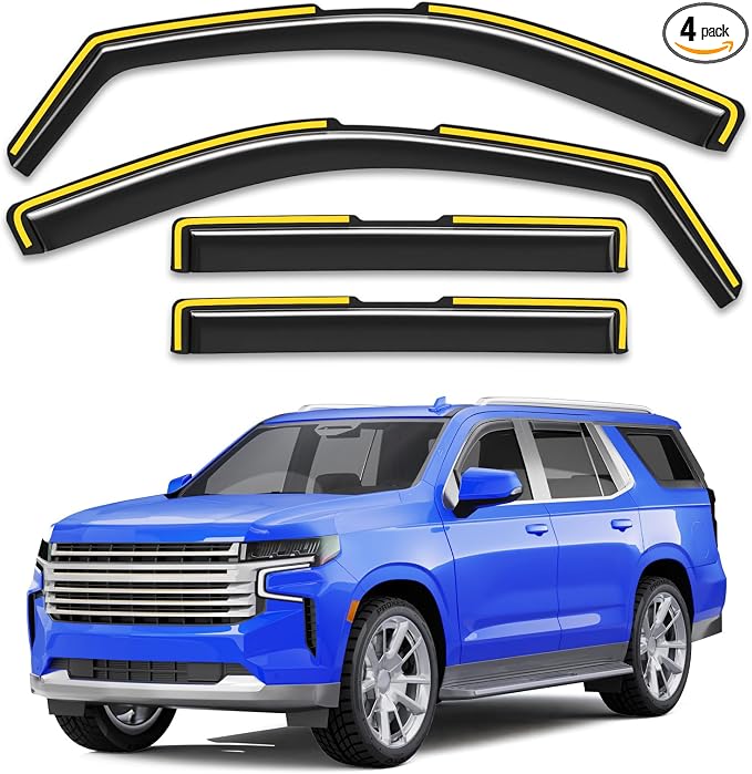 in-Channel Rain Guards Fit for Chevy Tahoe/Cadillac Escalade/GMC Yukon 2021-2026, Window Rain Guards Visors Vent Visors Window Deflector Vent Shades Car Accessories