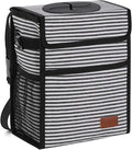 Femuar Car Trash Can with Lid - Leak Proof, Waterproof, Multipurpose Car Hanging for Headrest, Collapsible, Portable with Storage Mesh Pocket, Stripe
