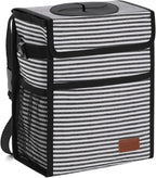 Femuar Car Trash Can with Lid - Leak Proof, Waterproof, Multipurpose Car Hanging for Headrest, Collapsible, Portable with Storage Mesh Pocket, Stripe