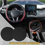 Steering Wheel Cover Black and Red Leather Universal 14.5-15 inch | Carbon Fiber Car Steering Wheel Covers with Coasters Microfiber Breathable Anti-Slip Steering Wheel Accessories Set
