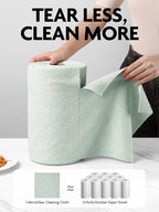 Microfiber Cleaning Cloth Roll- 75 Sheets, 12"x12"(MossGreen) | Super Absorbent, Lint-free, Tear-away Microfiber Towel Roll, for All-Purpose Cleaning, Reusable Alternative to Paper Towels