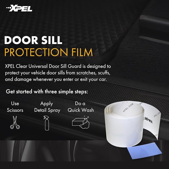 Clear Universal Door Sill Guard - 60" x 2.75" - Ultimate Protection for Car or Truck Door Sills against High Traffic and Damage, Easy to Install Interior Protection Film Kit