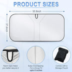 300T Universal Car Windshield Sun Shade, Foldable Reflective for Windshield & Window Shades with Overlapping Design, Car Interior Accessories (57" L x 36.2" W)