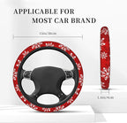 Christmas Snowflakes Steering Wheel Covers Universal 15 Inch Car Wheel Cover,Anti-Slip Breathable Car Accessories Protector Fit for Trucks,Sedans,SUVs,Vans