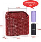 Car Trash Can with Lid, Bling Crystal Mini Vehicle Trash Bin Car Dustbin Garbage Organizer, Automotive Garbage Can Bin Trash Container for Auto Cars, Home, Office - Red …