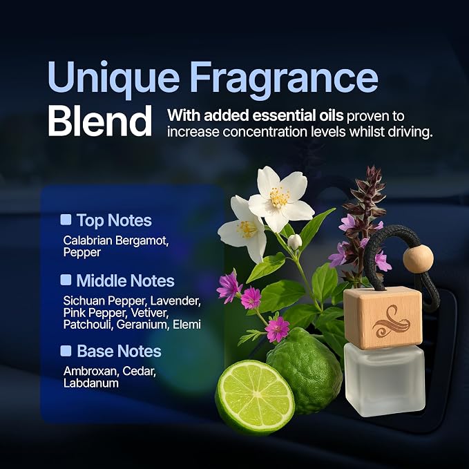 Solvere Diffuser with Vent Clip | Strong Automotive Freshener Long Lasting | Powerful Car Fresheners for Men with Odor Eliminating Technology | Luxury Air Freshener by