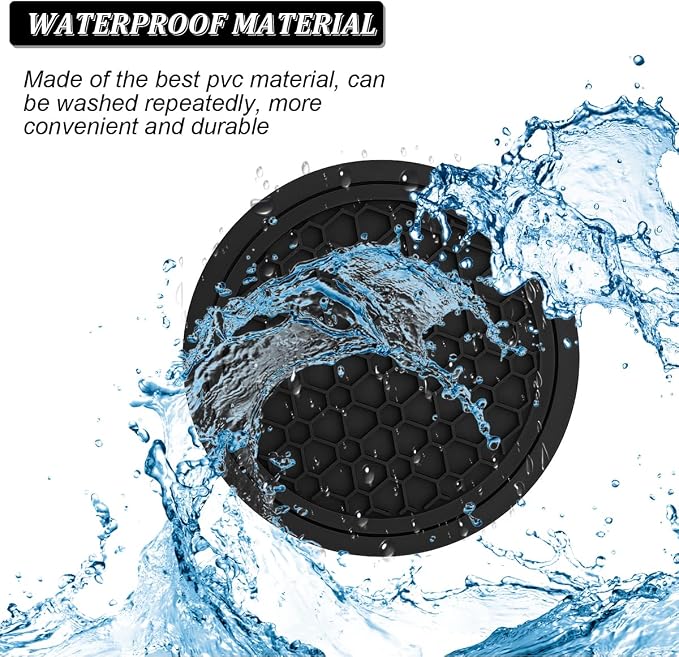 Mandark 2PCS Car Cup Holder Coasters, 2.75 Inch Non-Slip Insert Water Bottle Holder Pads, Dustproof Automotive Interior Accessories Mat, Universal for Vehicles, Trucks, RVs and More(Black)