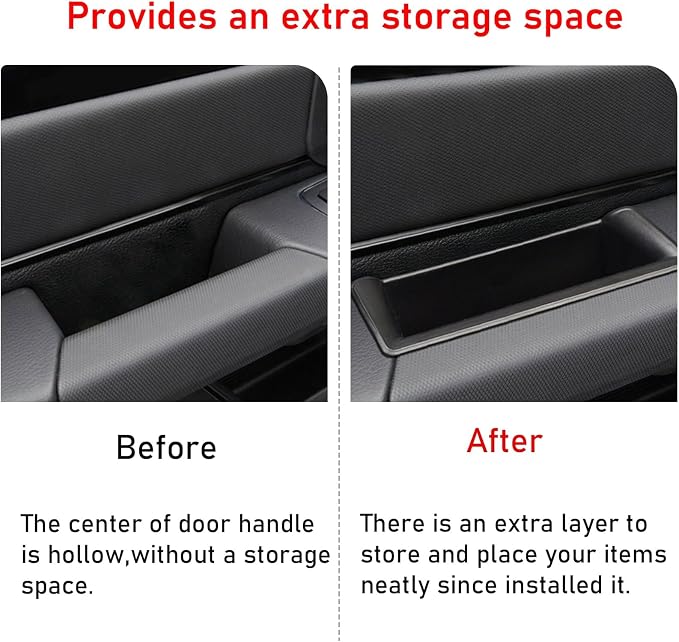 for Ram 1500 Door Side Organizer Tray 2019 2020 2021 2022 2023 2024 2025 2026, for Ram 1500 Door Pocket Insert 4 Pcs with Red-Lines Mats (Does not fit 2500 3500)