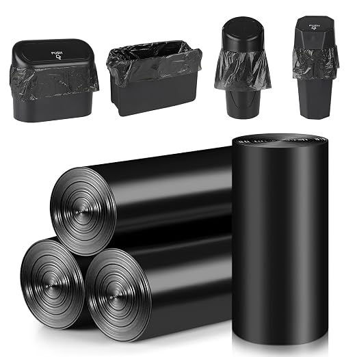 Mini Car Trash Can Bags for Auto Trash Bin, 120 Count Small Garbage Bags Organizer Tear-Resistant, Liner Refills (Vehicle Trash Can is not Included), Black