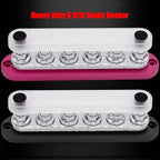 6 x M10 (3/8") Studs Power Distribution Block Bus Bar 12V, 7" HD 300A Marine BusBar Battery Distribution Block W/Cover for Car Boat Solar (Red & Black)
