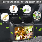 Car Trash Can with Lid, 2 Pack Mini Vehicle Trash Bin Car Dustbin Garbage Organizer Holder with Trash Bag, Small Hanging Leakproof Auto Storage Bag Container (Carbon Fiber)