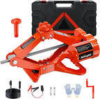 Electric Car Jack 3 Ton 6600LBS Floor Jack Kit Automatic 12V Electric Scissor Lift Jack Portable Repair Tool with Remote Control Double Jack Pads for Car Tire Change Replacement, Orange Red