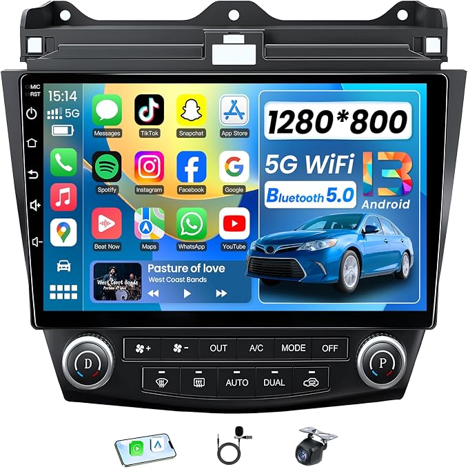 Car Radio Stereo for Honda Accord 7th 2003 2004 2005 2006 2007: 10 inch with CarPlay Android Auto 5G WiFi Bluetooth GPS SWC Mirror Link DSP FM/RDS 2+32