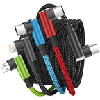Travel Vacation Essentials USB C Multi Charging Cable, Right Angle 4 in 1 Charging Cable, Phone Charger Cords with IP/Type C/Type C/Micro Port, Compatible with Most Cell Phones and More（1Pack 5FT）