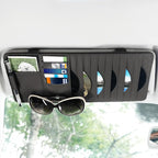 Sun Visor CD Case Holder for Car - Multi-Function Visor Organizer with CD/DVD Storage, Eyeglass Clip, Card Slots & Pen Holder, Durable Leather Car Accessories (Black)