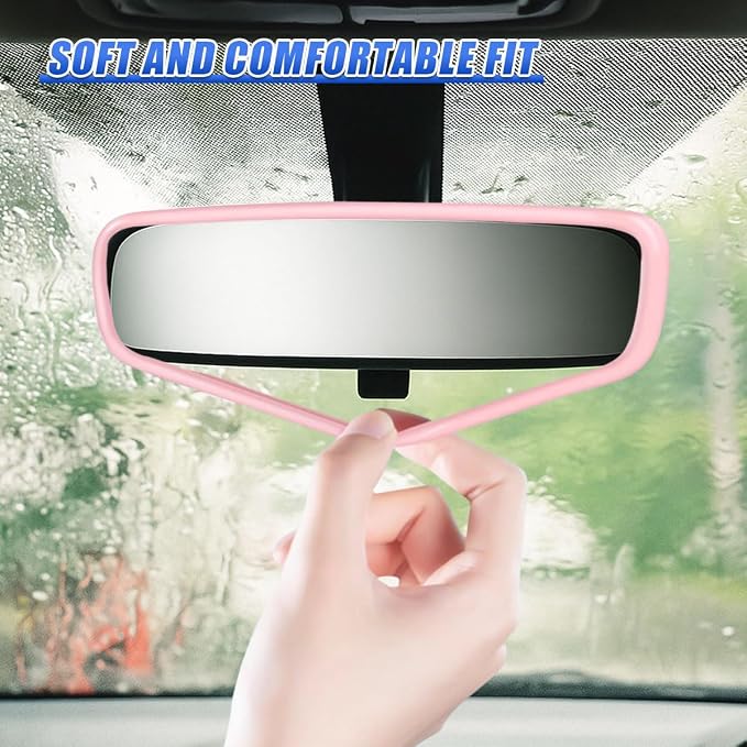 YoRise Car Rear View Mirror Protector Frame, Rearview Edge Cover (Pink) | Car Rearview Mirror Cover, Car Mirror Decoration Protector Accessories for Most Cars