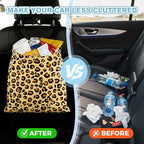 Yellow Leopard Pattern Car Trash Bag - Waterproof Car Trash Bag Hanging Leakproof Car Garbage Bag - Washable Reusable Trash Bag For Car Interior Hanging Organizer Storage Vehicle Travelling Camping
