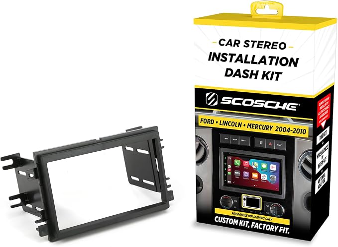 FD1426B Double DIN Radio Install Dash Kit Compatible with Select 2004-10 Ford, Lincoln and Mercury Vehicles - Aftermarket Car Stereo Installation Kit - See Guide in Images to Verify Vehicle