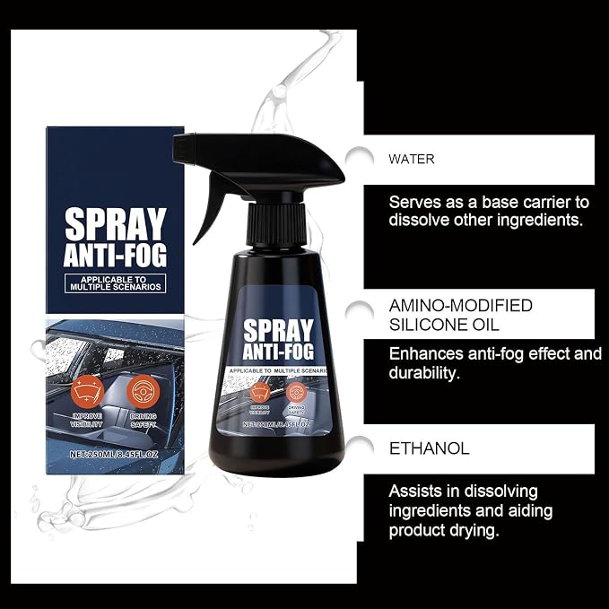Anti Fog Spray for Car Windshield,250ml Glass Agent | Windshield Defogger - for Truck Outdoor Daily Commute Winter Morning Highway Garage