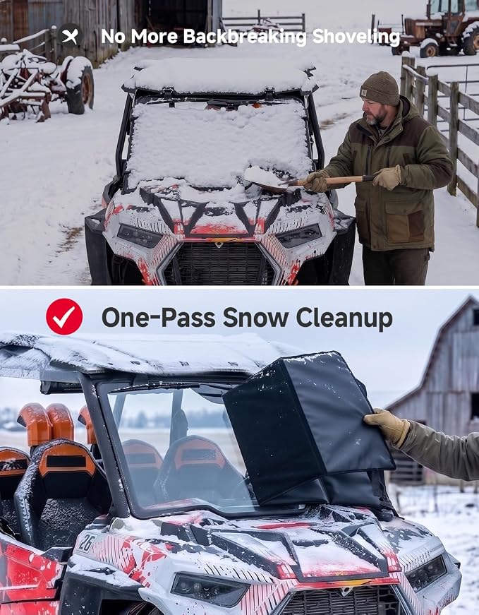 Thick Glass Windshield Cover Transport Protector Compatible with 2014-2023 RZR XP 1000 | Large Size Waterproof Sunshade Snow Dust Reduction Easy-Installation With 10mm EVA foam Soft plush inner lining 800D fabric