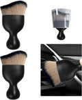 2 PCS Car Detailing Brush, Curved Soft Bristles Auto Removal Dust Collectors, Universal Vehicle Dashboard, Air Conditioner Vents etc Interior Cleaning Tool Accessory (Brown/Black)