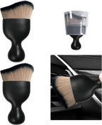 2 PCS Car Detailing Brush, Curved Soft Bristles Auto Removal Dust Collectors, Universal Vehicle Dashboard, Air Conditioner Vents etc Interior Cleaning Tool Accessory (Brown/Black)