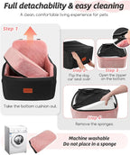 Dog Booster Car Seat for Small/Medium Dogs,Puppy Portable Car Bed with Elevated Cushion,Fully Detachable and Washable,2 Storage Pockets,Easy to Install (Black/Pink, Medium)