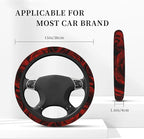 Red Roses Steering Wheel Cover, Elastic Non-Slip Steering Wheel Protector,Auto Interior Decor for Women Girls,Universal 15" Fit for Sedans,Trucks