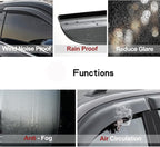 Side Window Visor Wind Vent Deflector fit for 2006-2010 Jeep Commander,4pcs Out-Channel Tape-On Dark Smoke Sun Rain Guards Set 94117