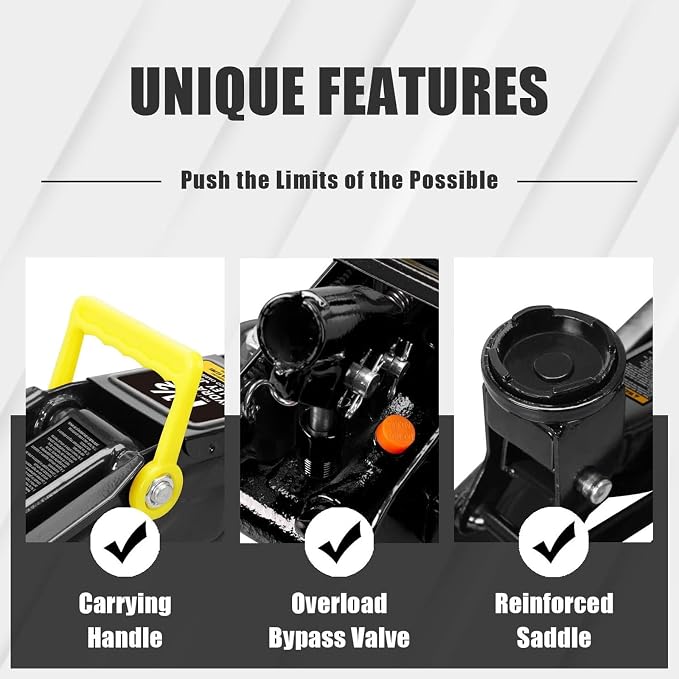 1.5 Ton Hydraulic Trolly Service/Floor Jack with Blow Mold Carrying Storage Case, Portable Car Floor Jack with Lifting Range 5.6 Inch -13 Inch, Black