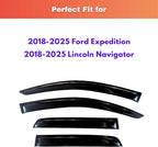 KPY Rain Guards Fit for 2018-2025 Ford Expedition, Out-Channel Window Visors Vent Wind Deflectors 4PC, Car Accessories for 2018-2025 Lincoln Navigator