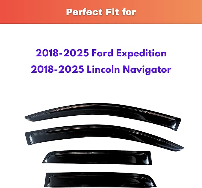 KPY Rain Guards Fit for 2018-2025 Ford Expedition, Out-Channel Window Visors Vent Wind Deflectors 4PC, Car Accessories for 2018-2025 Lincoln Navigator