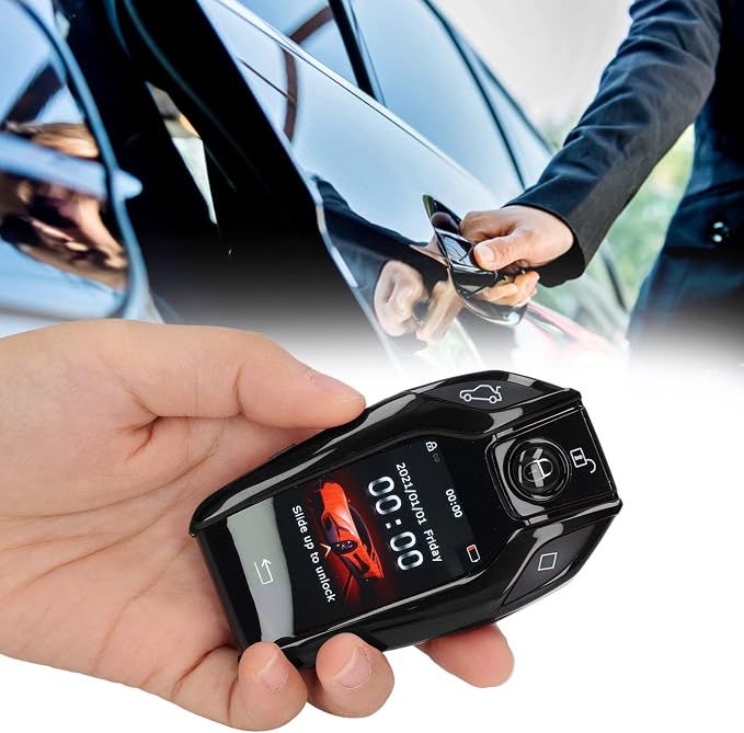 LCD Key fob LCD Key for All Cars Keyless Entry and Remote Control Universal TK800+ LCD Touch Sn Smart Key Remote Keyless Entry for All Start Stop Engine Button Red (Black)