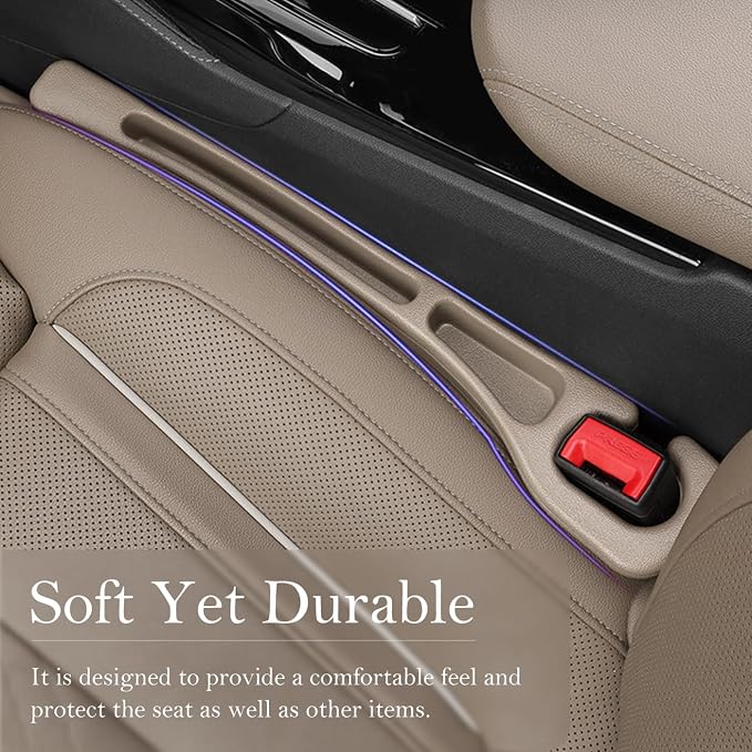 Car Seat Gap Filler 2-Pack, Universal Car Seat Gap Filler Organizer, Seat Gap Plug – Fills Gap Between Seat & Console (Beige)