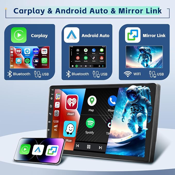 [8-Core 4+64G] Android 15 Car Stereo for Kia Sportage 2010-2016, 9" Touch Screen Sportage Car Radio with Wireless CarPlay Android Auto GPS Mirror Link 5Ghz WiFi Bluetooth FM/RDS EQ Backup Cam+MIC