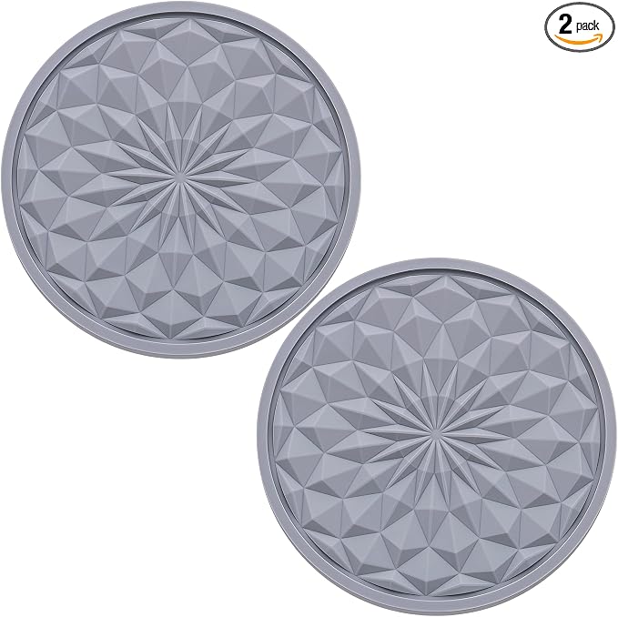 2 Pack Silicone Car Cup Holder Coaster – 2.75 Inch Non-Slip Drink Mat, Universal Fit for Most Vehicles – Cute & Functional Auto Accessories (Gray)