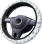 Vintage Blue Flower Steering Wheel Cover Car Decor