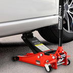 Floor Jack, Professional Heavy Duty Hydraulic Floor Jack, Low Profile Steel Racing Floor Jacks w/2 Piston Quick Lift Pump, Lifting 3.3"-18.5" 3 Ton(6000lb) Capacity Red