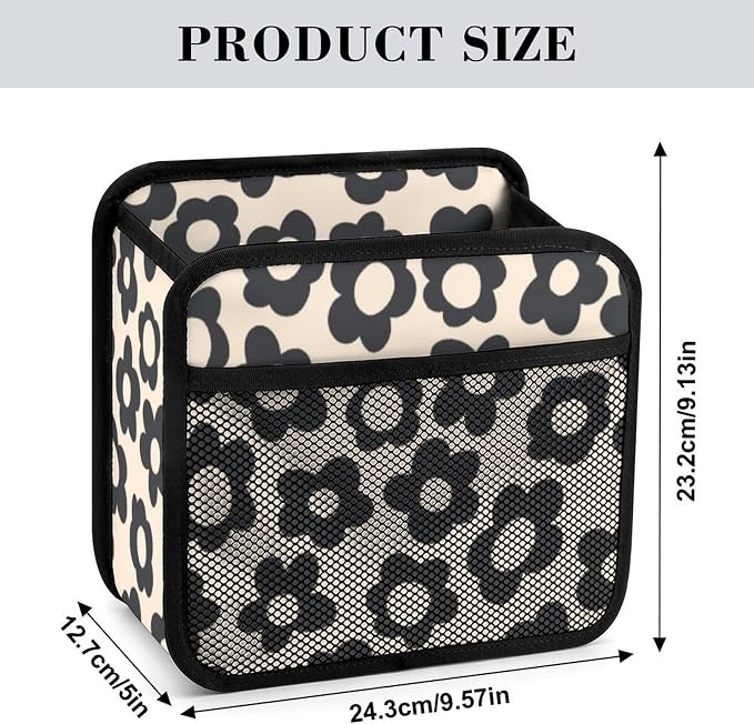 Car Backseat Organizer - Cute Aesthetic Car Storage Bin with Mesh Pocket & Reinforced Base - Universal Fit Hanging Seat Back Accessories for Women (Black)