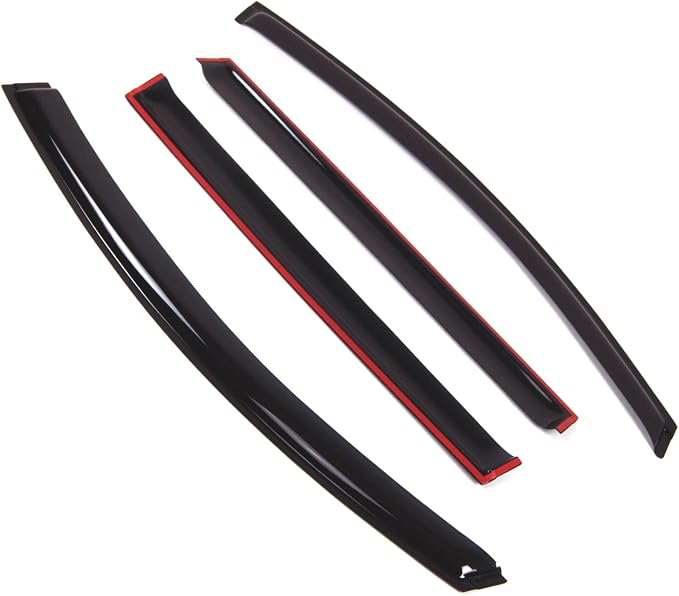 Outside Mount Window Vent Visors Rain Guards Compatible with Nissan Leaf 2010-2017 | Side Window Wind Deflectors Rain Shields | Smoke Tinted, 4 Pcs Set, DGWV-838